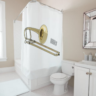 Trombone cartoon illustration shower curtain