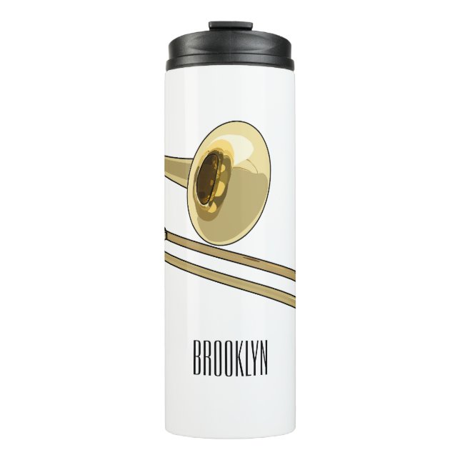 Trombone cartoon illustration thermal tumbler (Front)