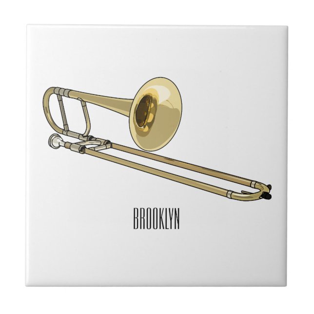 Trombone cartoon illustration tile (Front)