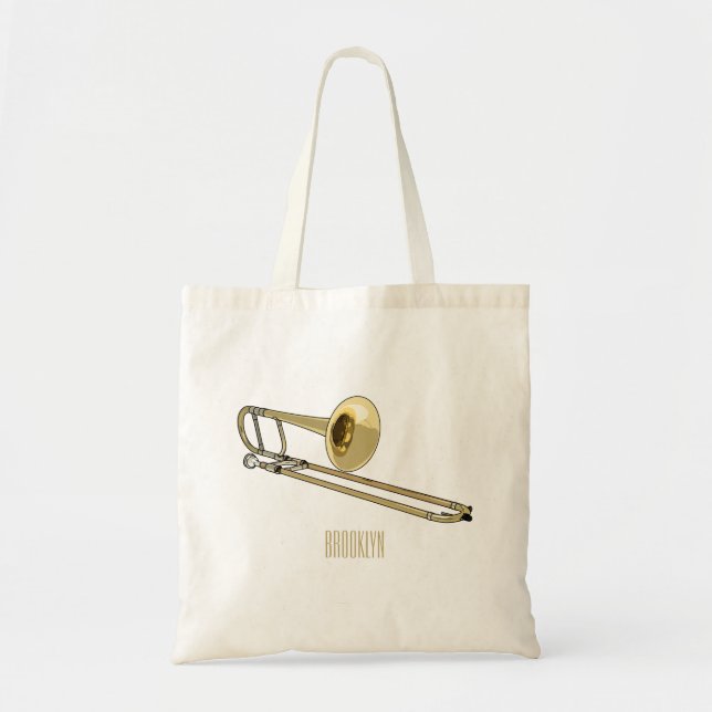 Trombone cartoon illustration tote bag (Front)