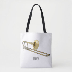 Trombone cartoon illustration tote bag