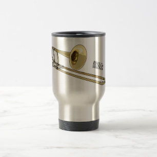 Trombone cartoon illustration travel mug
