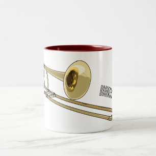 Trombone cartoon illustration Two-Tone coffee mug