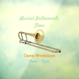 Trombone cartoon illustration window cling