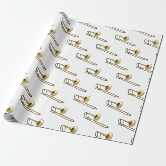 Trombone cartoon illustration wrapping paper (Unrolled)