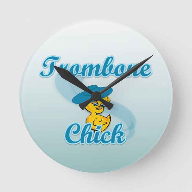 Trombone Chick #3 Round Clock (Front)