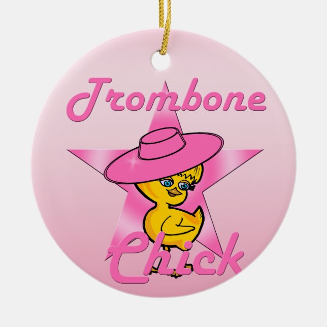 Trombone Chick #8 Ceramic Tree Decoration (Front)