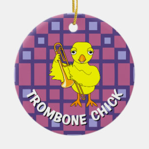 Trombone Chick Ceramic Tree Decoration