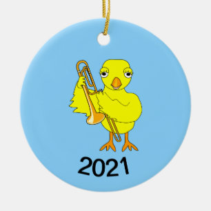 Trombone Chick Ceramic Tree Decoration