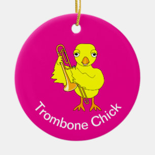 Trombone Chick Ceramic Tree Decoration
