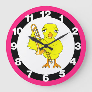 Trombone Chick Large Clock