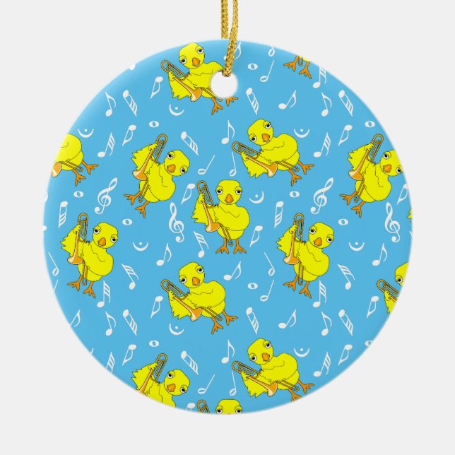 Trombone Chick Music Notes Ceramic Tree Decoration (Front)