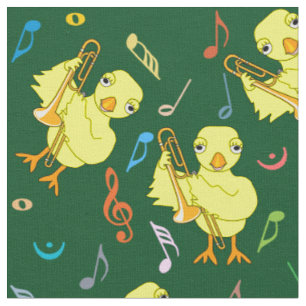 Trombone Chick Music Notes Fabric