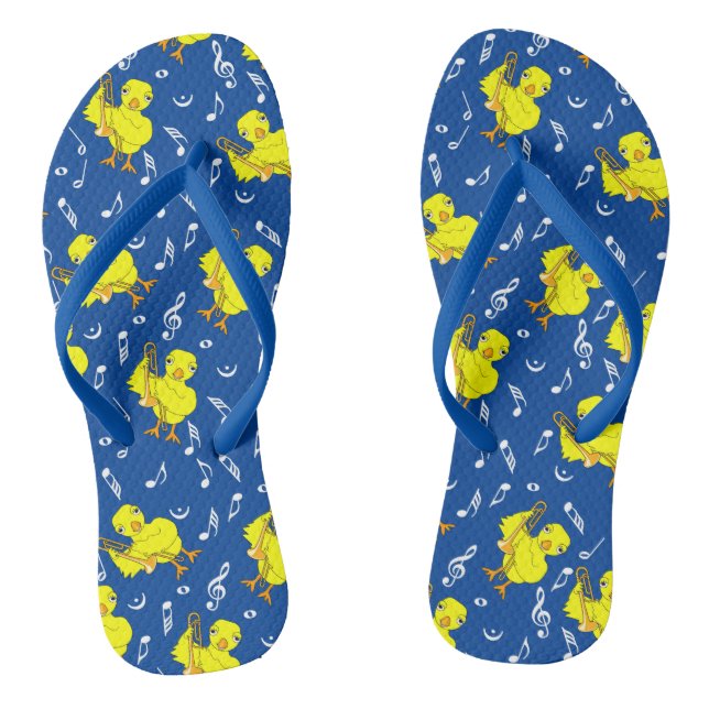 Trombone Chick Music Notes Flip Flops (Footbed)