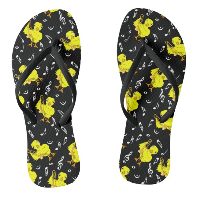 Trombone Chick Music Notes Flip Flops (Footbed)