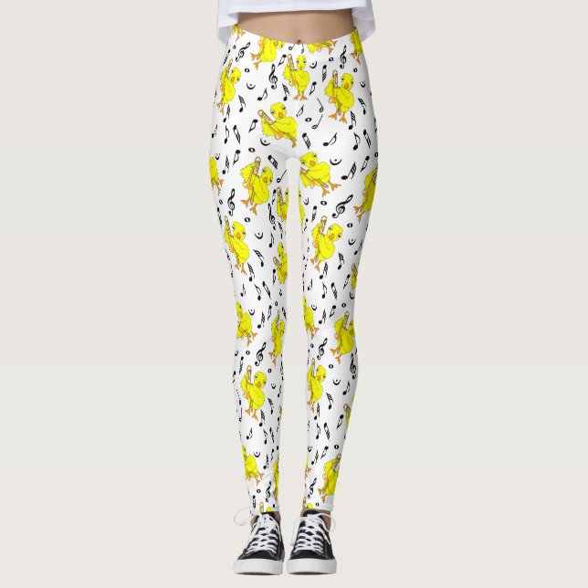 Trombone Chick Music Notes Leggings (Front)