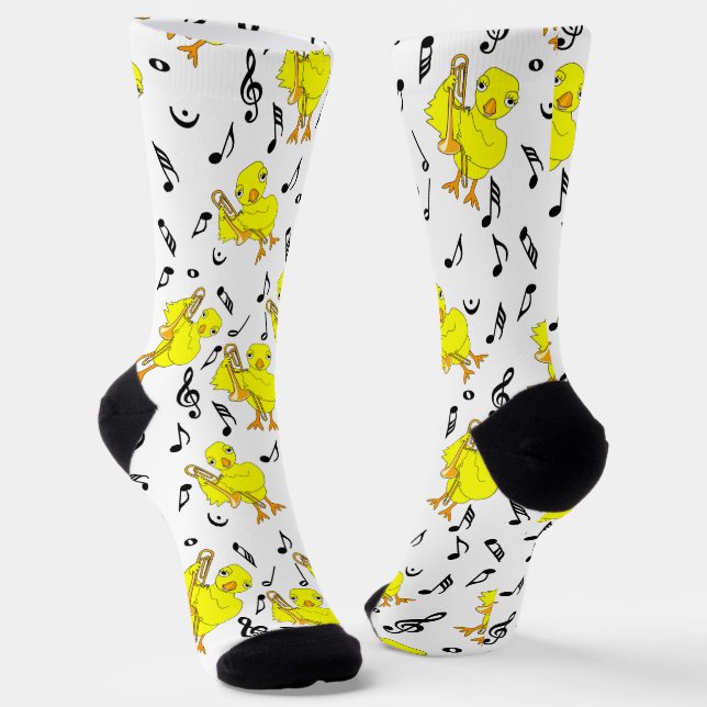 Trombone Chick Music Notes Socks (Angled)