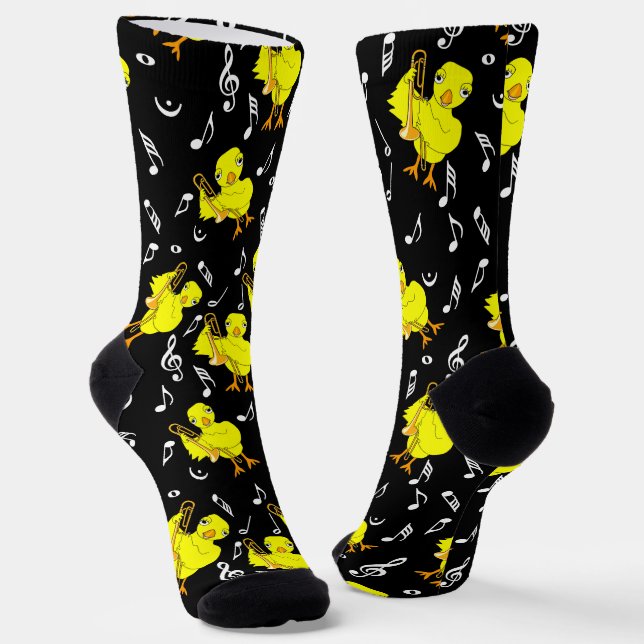 Trombone Chick Music Notes Socks (Angled)