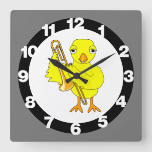 Trombone Chick Square Wall Clock
