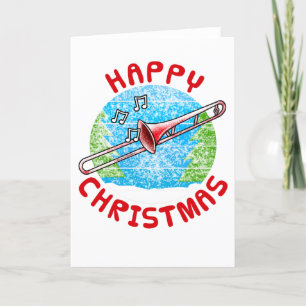 Trombone Christmas Card Trombonist Brass Musician