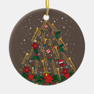 Trombone Christmas Tree Ornaments Funny Music Band