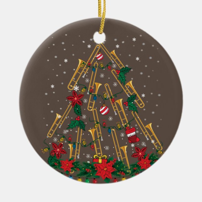 Trombone Christmas Tree Ornaments Funny Music Band (Front)
