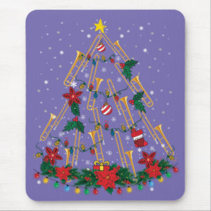 Trombone Christmas Tree Ornaments Funny Music Band Mouse Mat