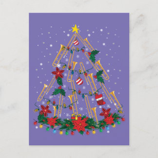 Trombone Christmas Tree Ornaments Funny Music Band Postcard