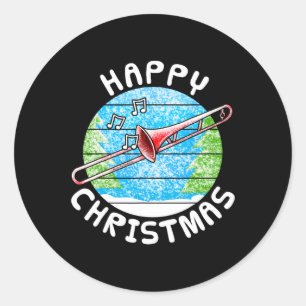 Trombone Christmas Trombonist Br Musician Music Te Classic Round Sticker