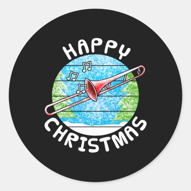 Trombone Christmas Trombonist Br Musician Music Te Classic Round Sticker (Front)