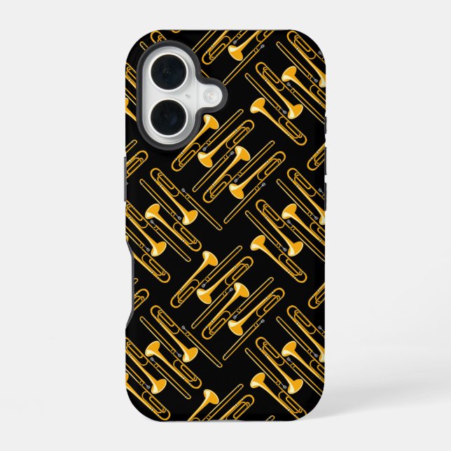 Trombone Crosshatch  iPhone 16 Case (Back)