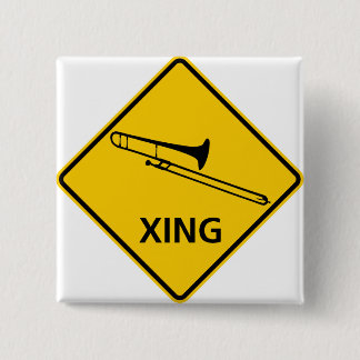 Trombone Crossing Highway Sign 15 Cm Square Badge