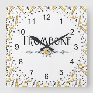 Trombone Decorative Line Square Wall Clock