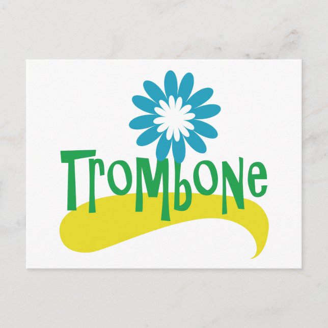 Trombone Fun Colourful Flower Postcard (Front)