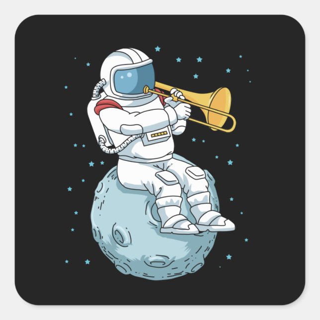 Trombone Gift Jazz Music Marching Band Trombone Square Sticker (Front)