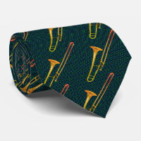 Trombone Green Neck Tie