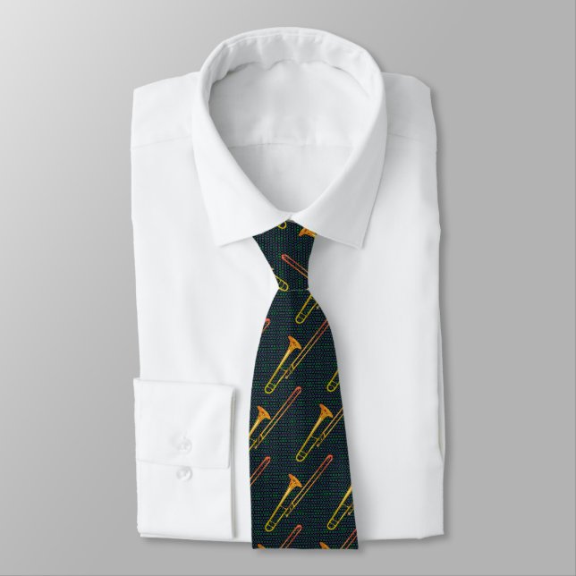 Trombone Green Neck Tie (Tied)