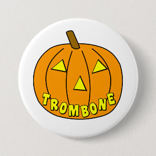 Trombone Halloween Pumpkin 7.5 Cm Round Badge