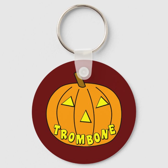Trombone Halloween Pumpkin Key Ring (Front)