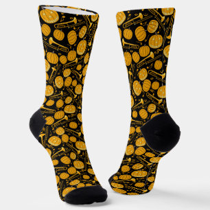 Trombone Halloween Pumpkin Pattern Socks