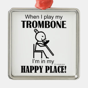 Trombone Happy Place Metal Tree Decoration