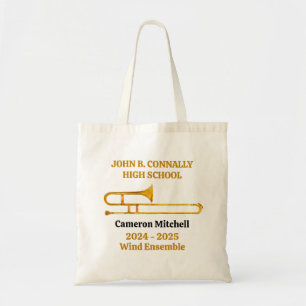 Trombone High School Band Gold Personalised Tote Bag