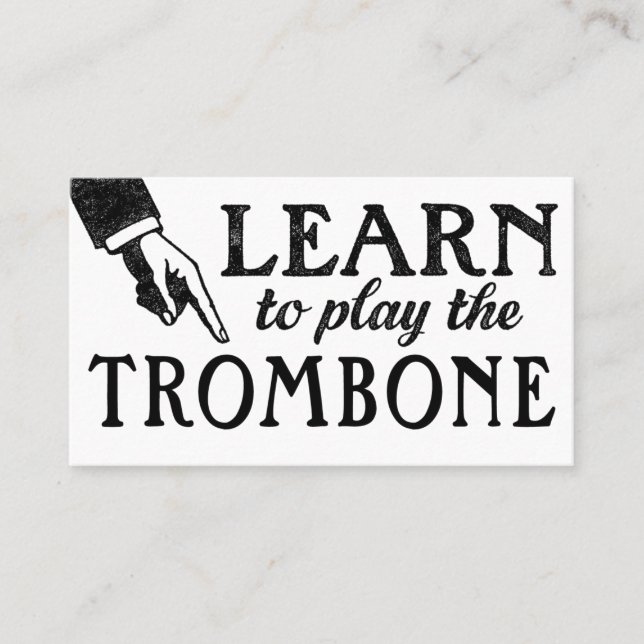 Trombone Lessons Business Cards - Cool Vintage (Front)