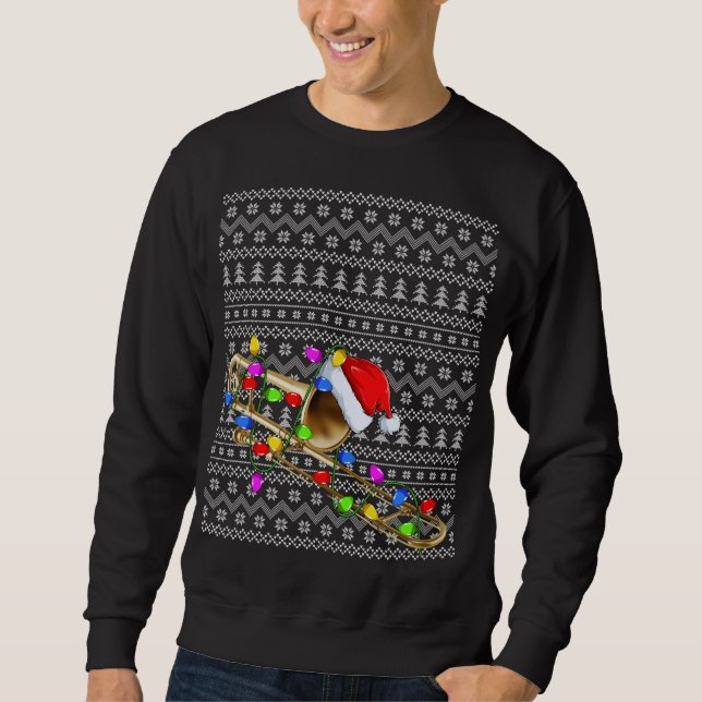 Trombone Lighting Xmas Sweater Ugly Trombone Chris (Front)