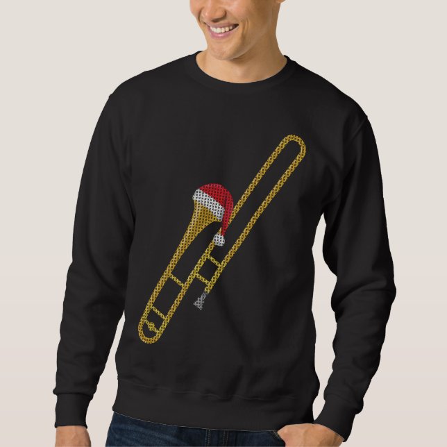 Trombone Marching Band Ugly Christmas Shirt Gift (Front)