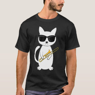 Trombone Mucisian Brass Instrument Trombonist Cat T-Shirt
