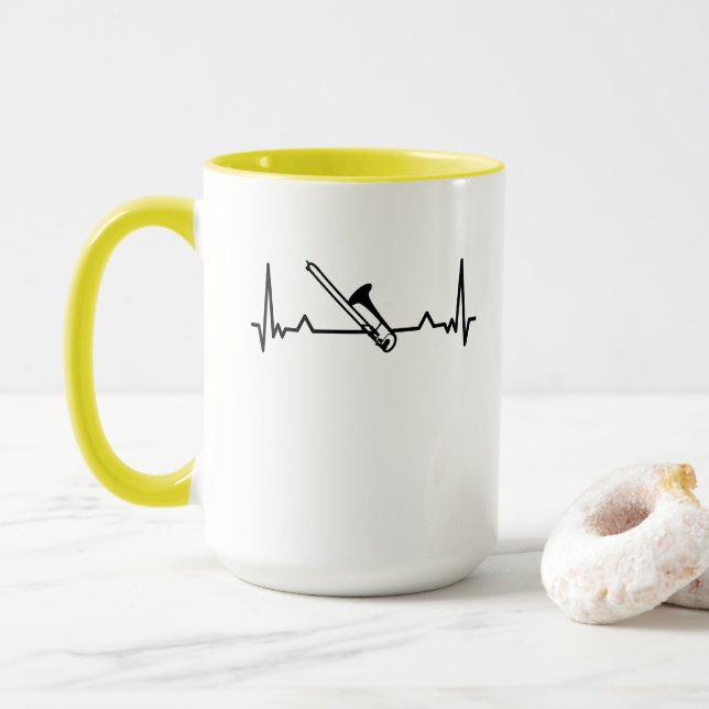 Trombone Music Heartbeat Funny Gifts Mug (With Donut)
