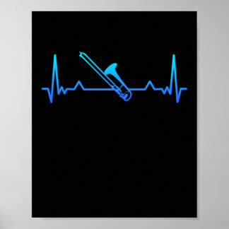 Trombone Music Heartbeat Funny Mum Gift Poster