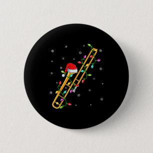 Trombone Music Lover Xmas Lights Santa Trombone Ch 6 Cm Round Badge