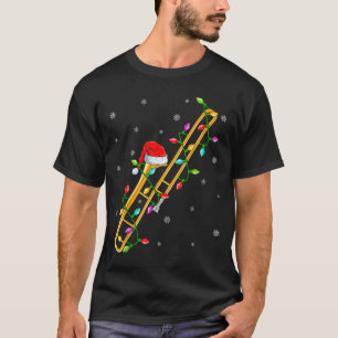Trombone Music Lover Xmas Lights Santa Trombone Ch T-Shirt
